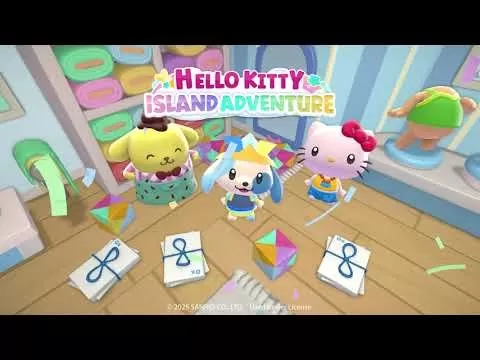 Personagens Hello Kitty celebrando durante o evento Paper Parade