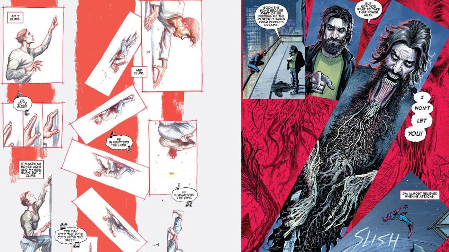 Spider-Man-Innenkunst mit Wirbelsäule