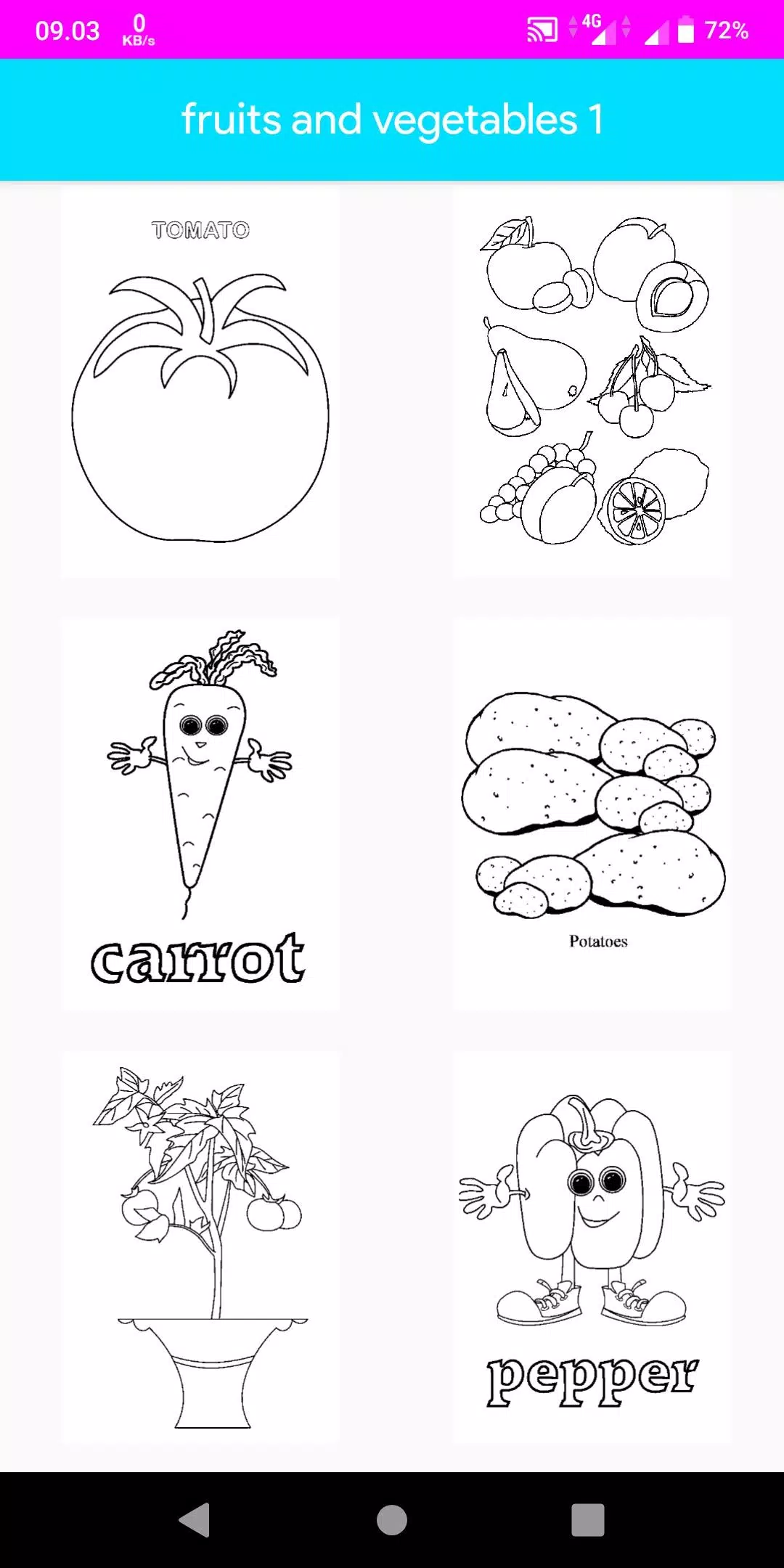 Coloring Fruits And Vegetables スクリーンショット 2