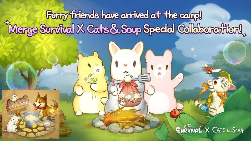 Fusionar Survival x Cats & Soup: Adorable felino de la vida cotidiana!