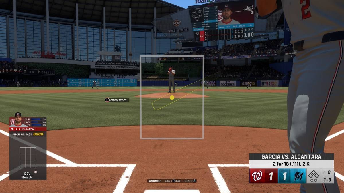 Luis Garcia à l'assiette dans le cadre d'un article sur les meilleurs paramètres de frappe dans MLB The Show 25.