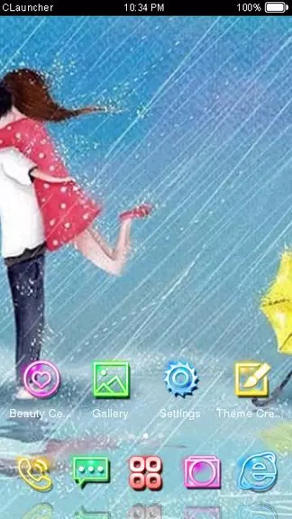 Cartoon Couple Sweet Theme HD应用截图第1张