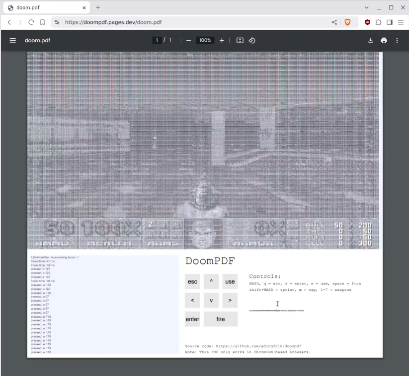 Playable Doom running inside a PDF document