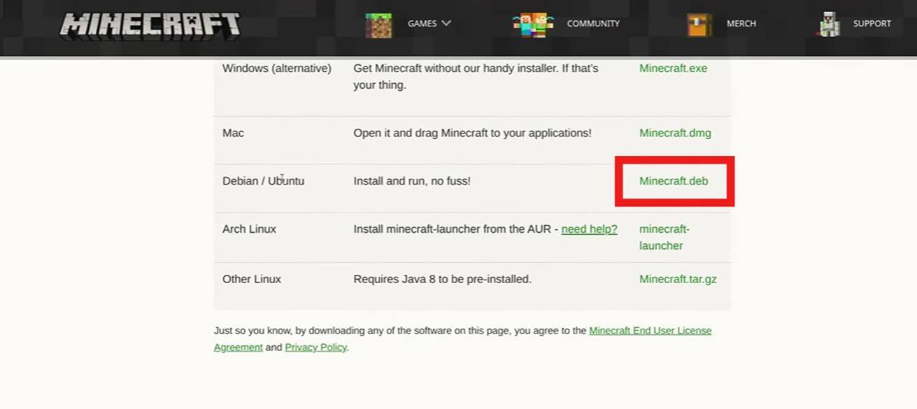 Minecraft Chromebook Linuxのインストール