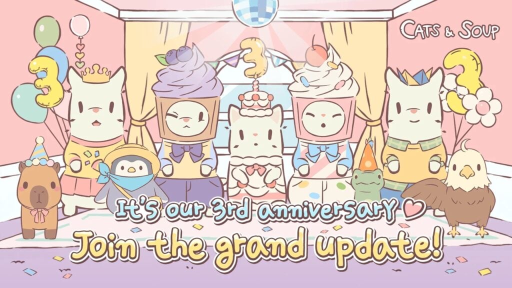 Cats & Soup Boşluk Tycoon yeni kedi ilaveleri ile 3. yıldönümü!